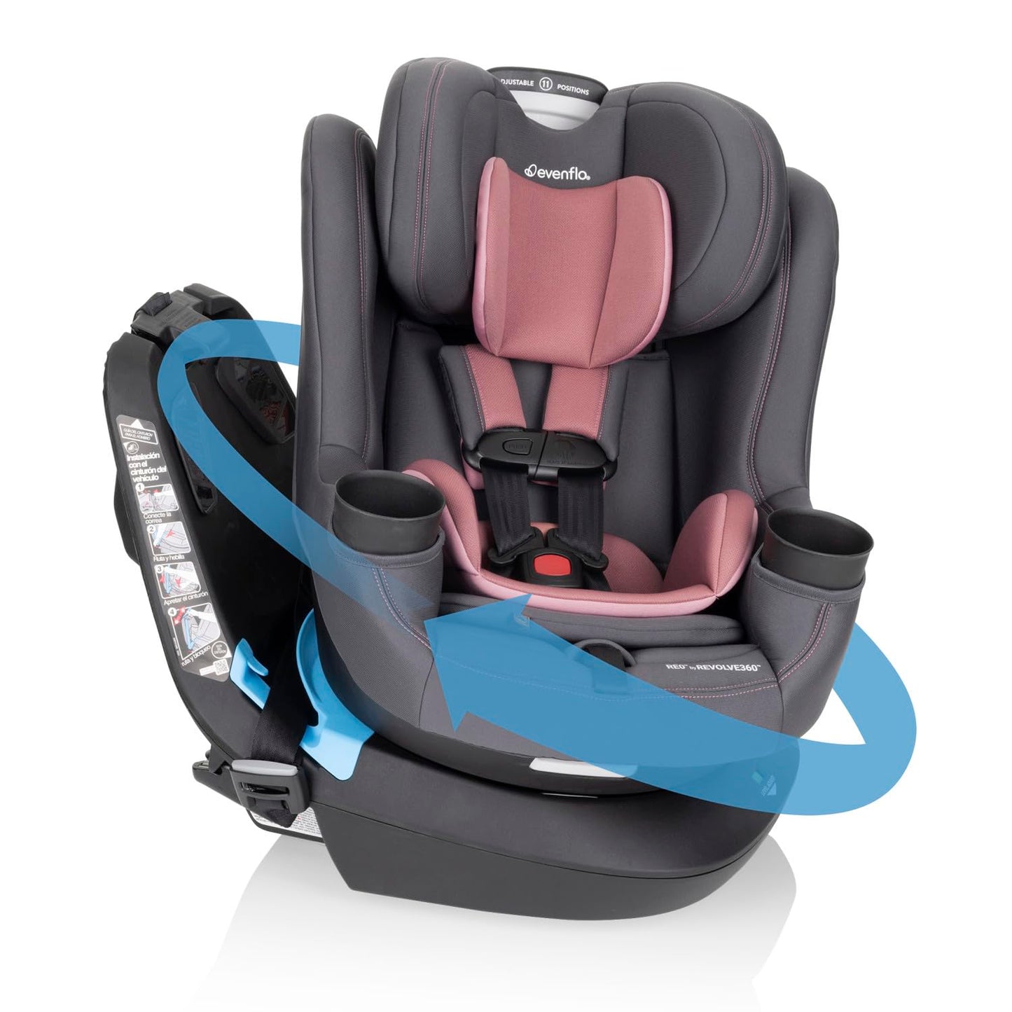 REO by Revolve360 Rotating Convertible Car Seat with Quick Clean Cover, Infant to Toddler, Forward and Rear Facing, Compact Design, One-Time Install (Danvers)