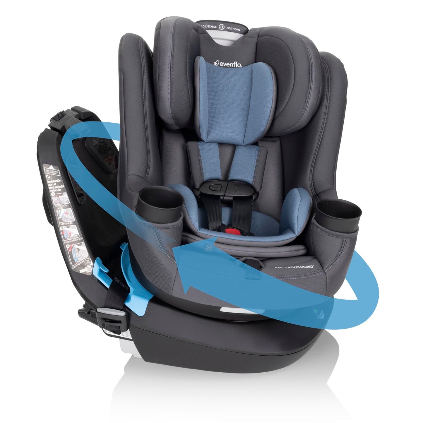 REO by Revolve360 Rotating Convertible Car Seat with Quick Clean Cover, Infant to Toddler, Forward and Rear Facing, Compact Design, One-Time Install (Danvers)