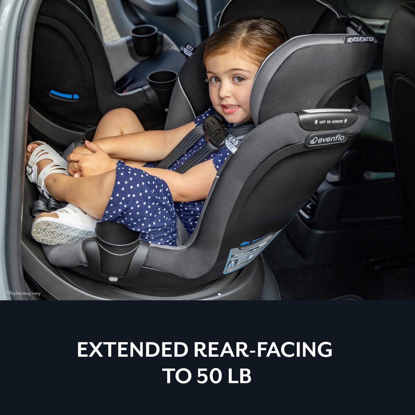 Revolve360 Slim 2-In-1 Rotational Car Seat with Quick Clean Cover (Salem Black)