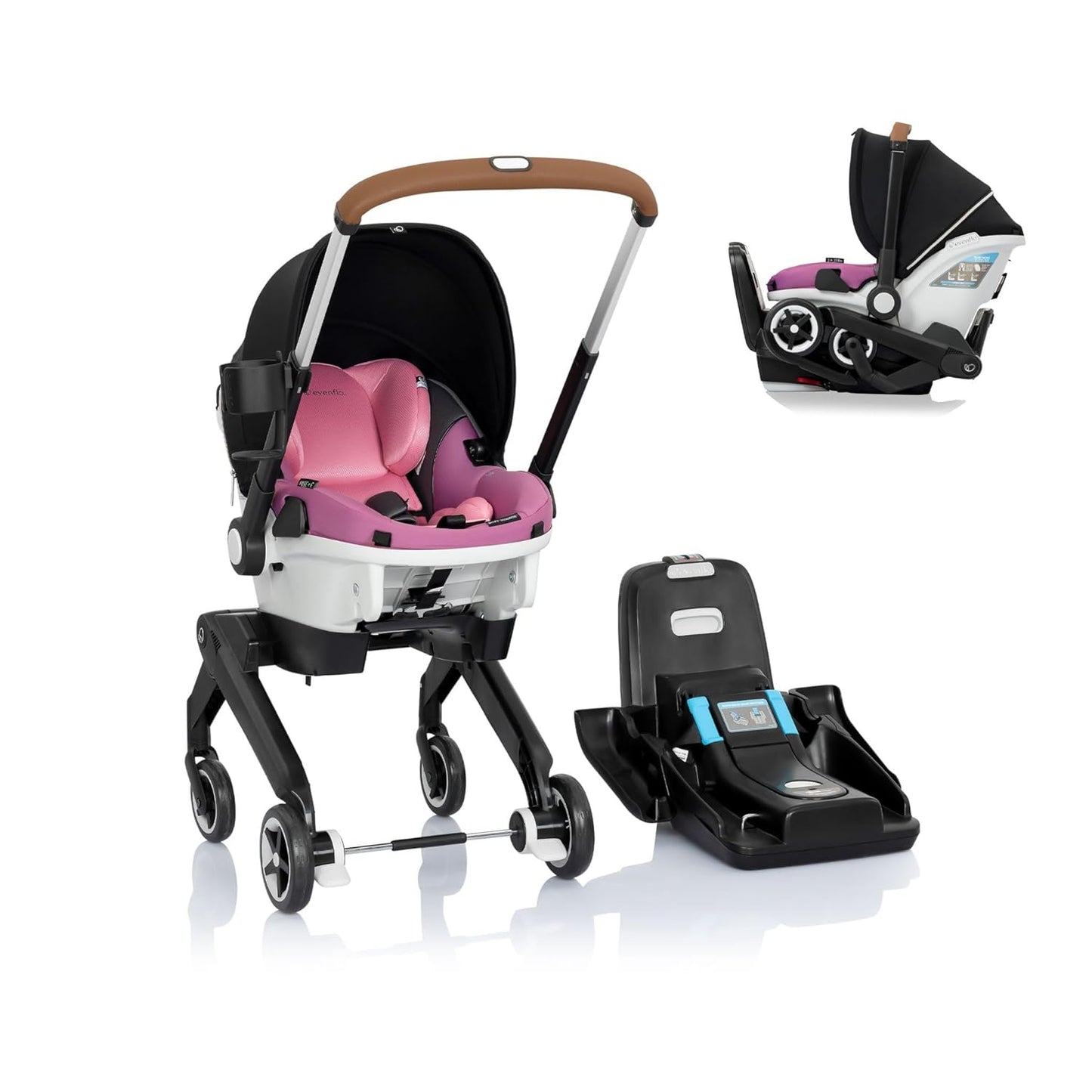 Gold Shyft Dualride with Carryall Storage Infant Car Seat and Stroller Combo (Opal Pink)