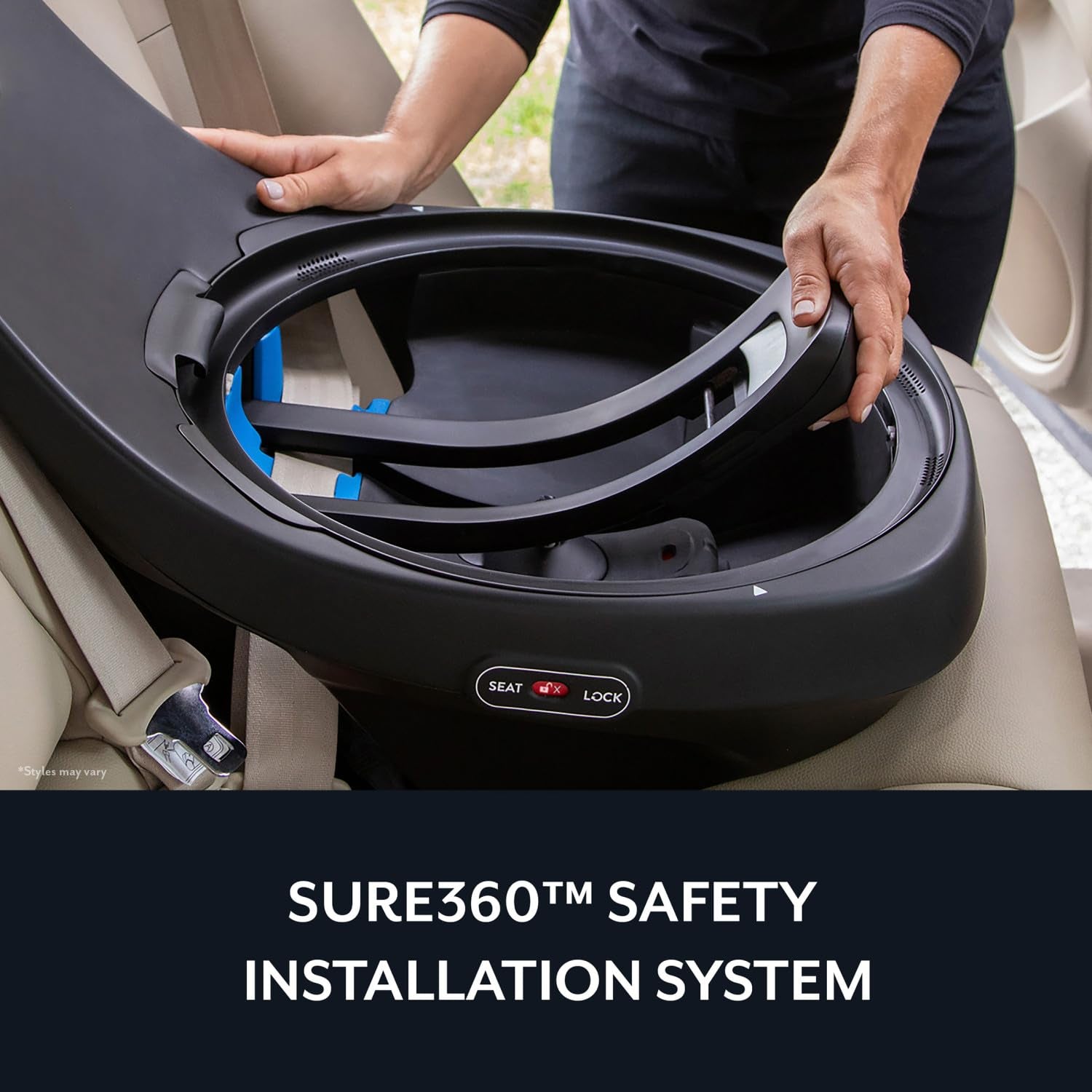 Revolve360 Slim 2-In-1 Rotational Car Seat with Quick Clean Cover (Salem Black)