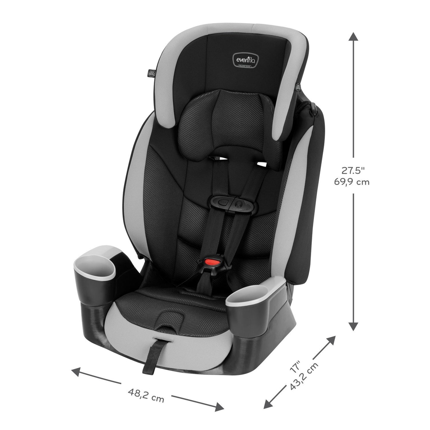 High-Back Booster Car Seat with Harness, 22 to 110Lbs, Maestro Sport, Granite Gray