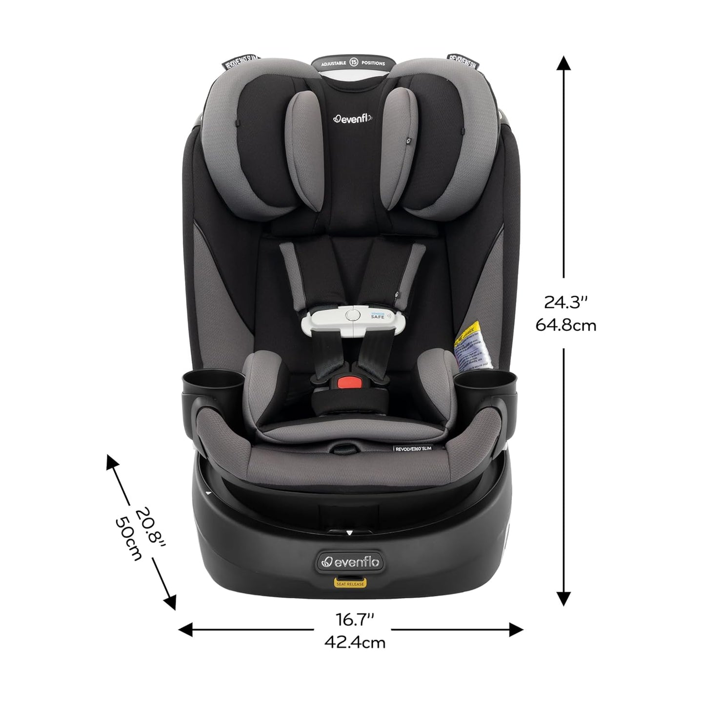Gold Revolve360 Slim 2-In-1 Rotational Car Seat with Sensorsafe (Obsidian Black)