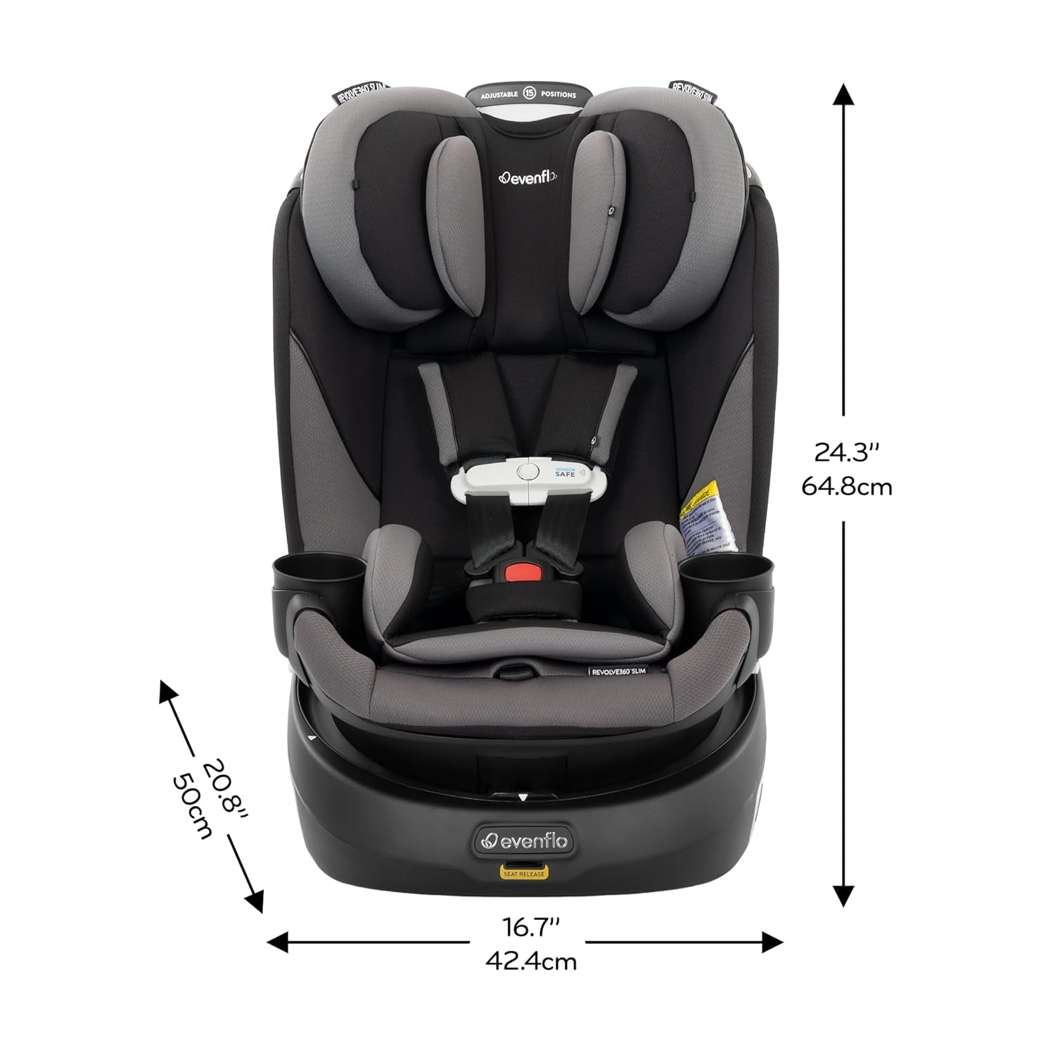Gold Revolve360 Slim 2-In-1 Rotational Car Seat with Sensorsafe (Obsidian Black)