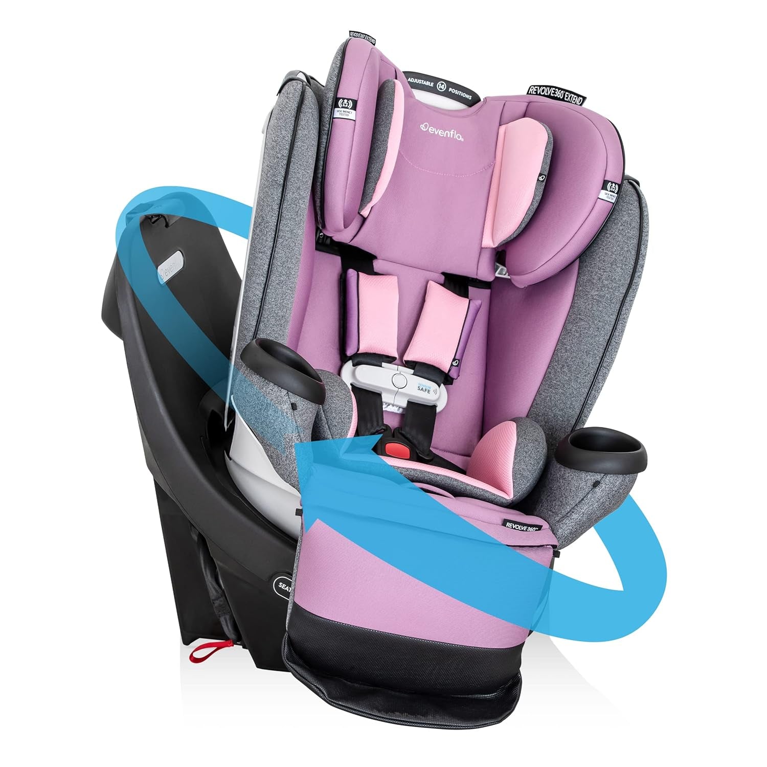 Gold Revolve360 Extend All-In-One Rotational Car Seat with Sensorsafe (Opal Pink)