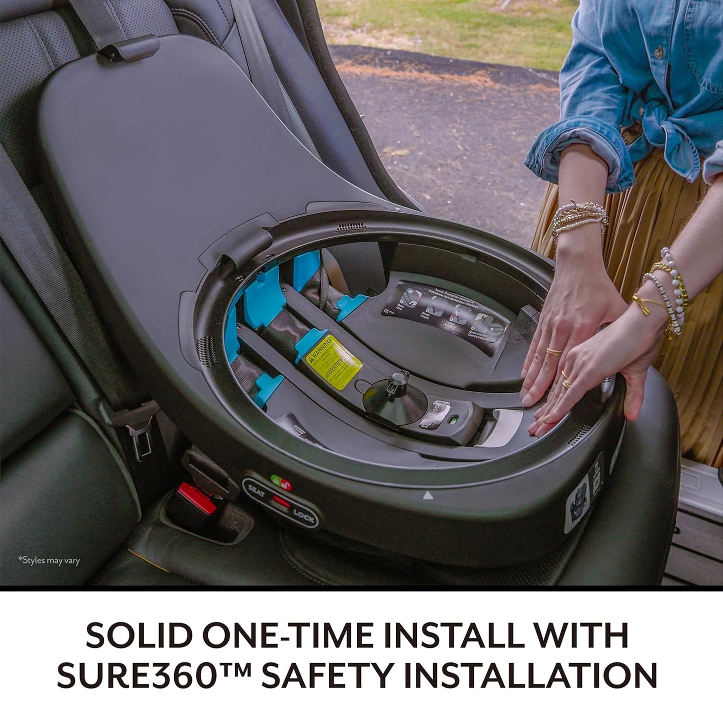 Gold Revolve360 Slim 2-In-1 Rotational Car Seat with Sensorsafe (Obsidian Black)