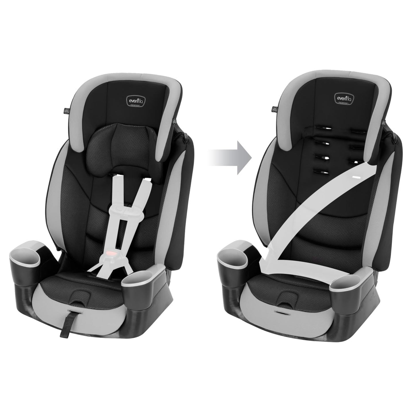 High-Back Booster Car Seat with Harness, 22 to 110Lbs, Maestro Sport, Granite Gray