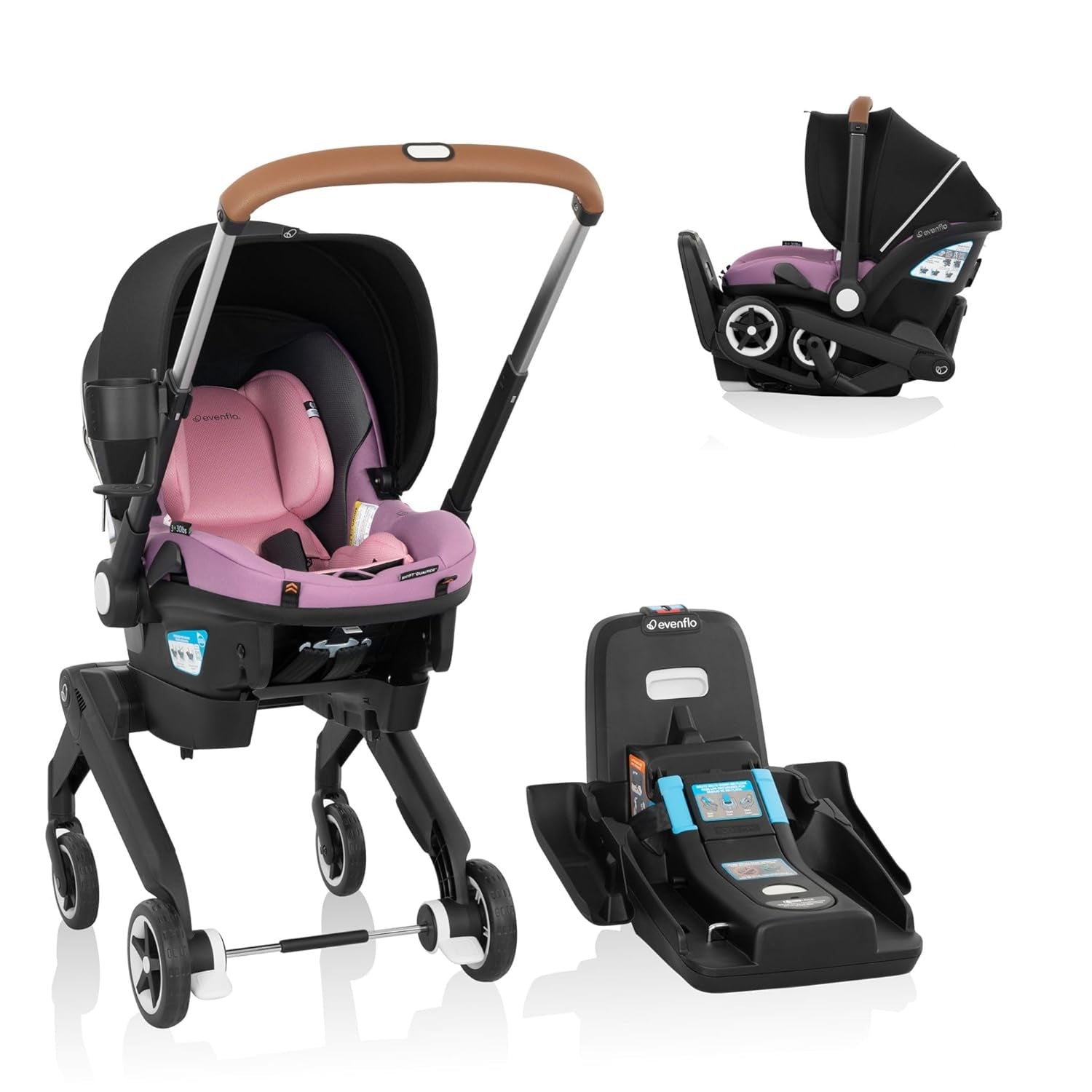 Gold Shyft Dualride with Carryall Storage Infant Car Seat and Stroller Combo (Opal Pink)